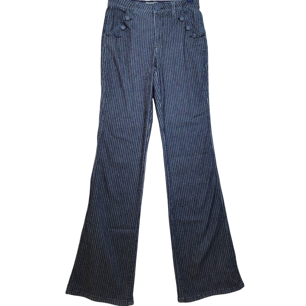 Blue Pinstripe Wit & Wisdom Skyhigh Flare Leg Jeans Size 4
